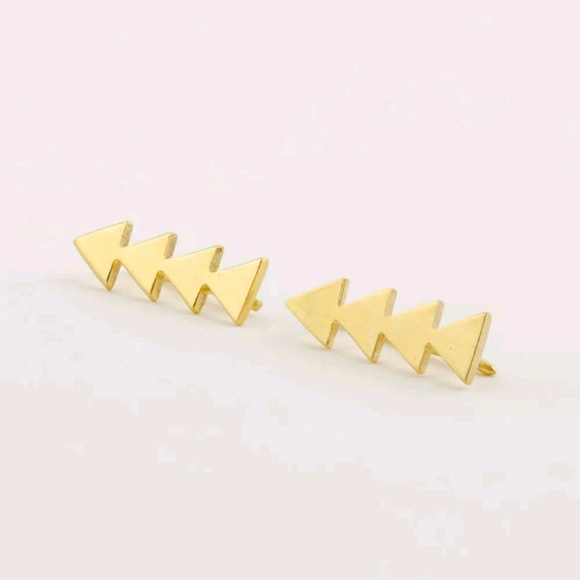 Silver or Gold Ear Climber Chevron Earrings - Picture 4 of 4